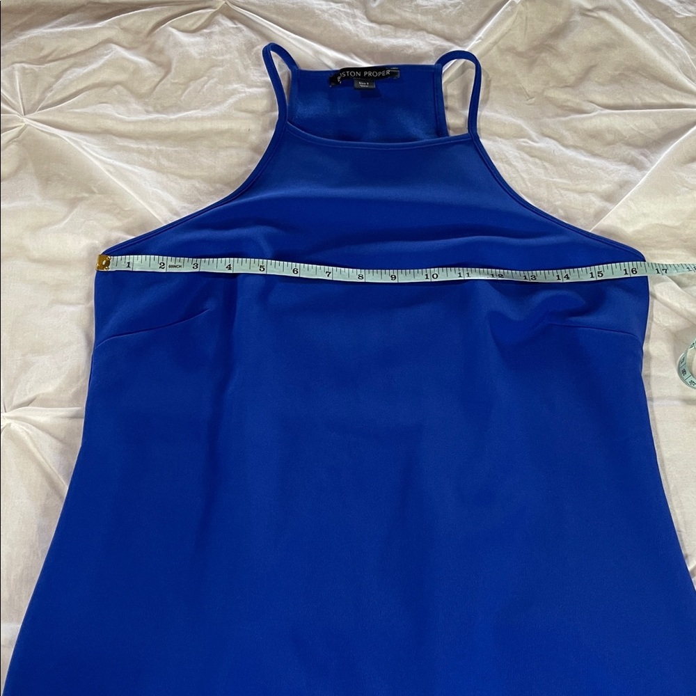 Boston Proper Blue Sleeveless High Neck Short Dress - Picture 7 of 9